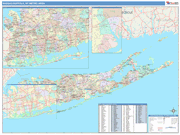 Nassau-Suffolk Wall Map Color Cast Style